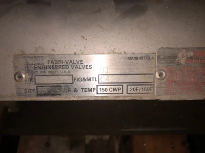 Fabri-Valve 8" Knife Gate Valve Air Operated New Storeroom Spare