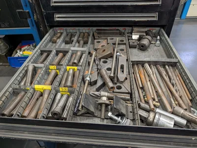 Assorted Mill & Lathe Tooling W/ 12-Drawer Modular Cabinet