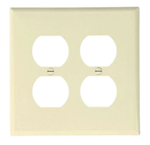 Eaton PJ82A Duplex Receptacle Wallplate, Almond, Power Outlet [New]