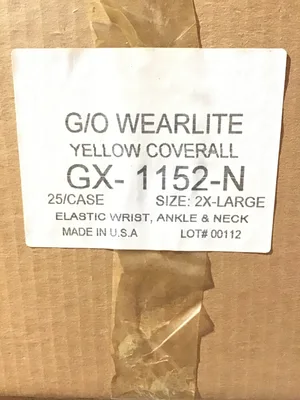 Yellow Coveralls XXL GX-1152-N 25pc/bx