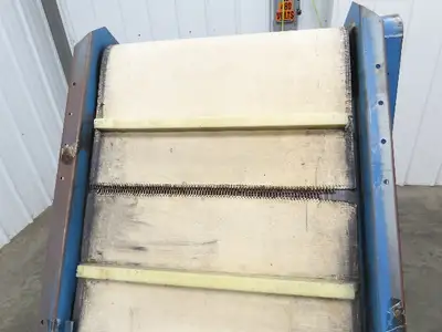 PMI Plastic Machinery Adj Incline Cleated Belt Conveyor 22"W x 90"L 115V 30FPM