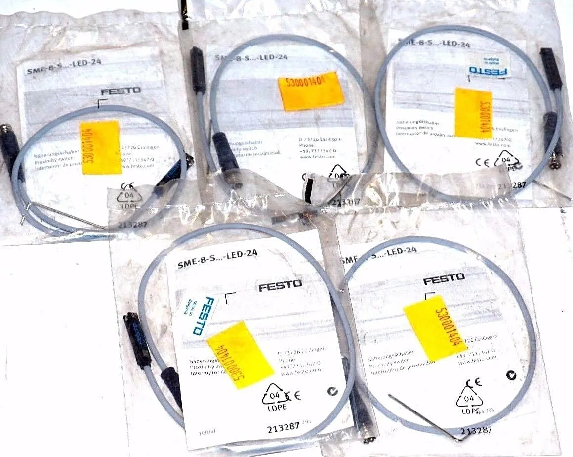 5 NEW FESTO SME-8-S PROXIMITY SENSOR CABLES SME8S