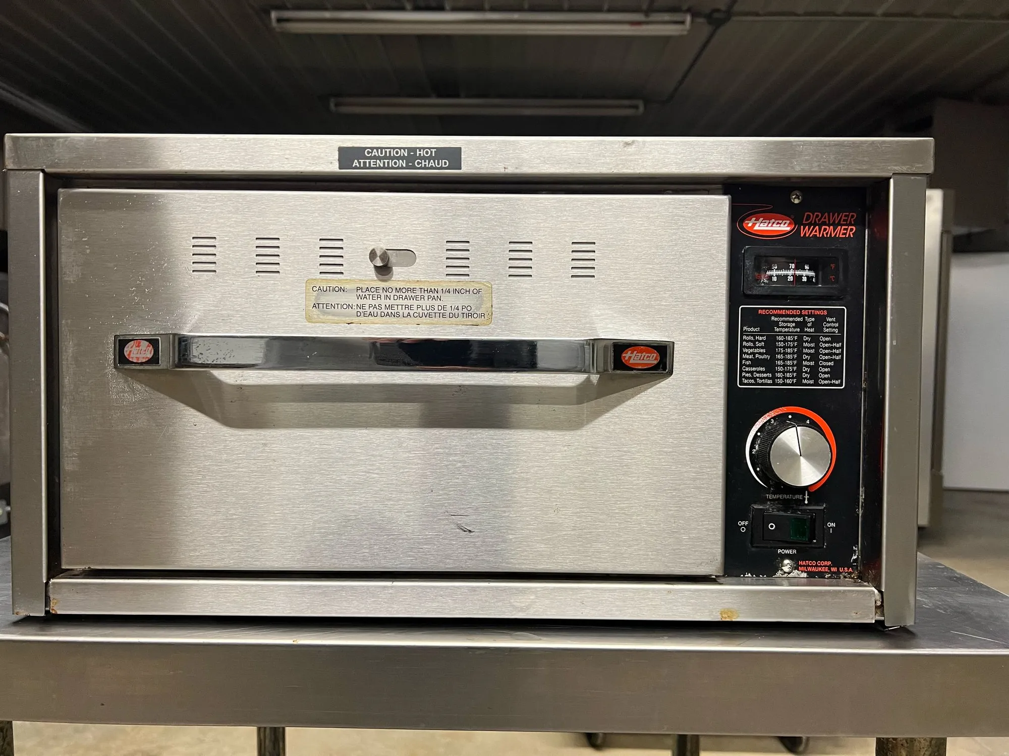Used Hatco Used Hatco HDW-1N Countertop Insulated Heated Warming Drawer 120V Hot Food Warming, Holding, & Transport Cabinets Illinois US | Falcon Restaurant Supply #1375671
