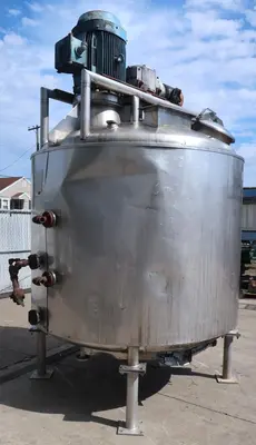 SPC8466  Kettle 1,400 gallon Vendome processor kettle, agitator side scrape & homogenizing, 100 psi jacket rating, Stainless Steel