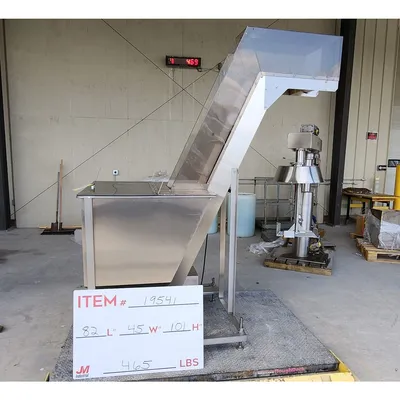 Used 12" Stainless Steel Cleated Incline Loading Belt Conveyor - 84" Ht.