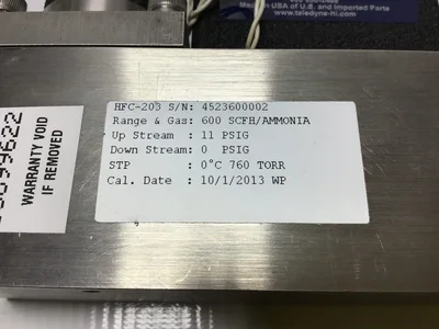 Hastings HFC-203 Flow Controller Maximum Working Pressure 500 PSIG Range & Gas 600 SCFH/Ammonia