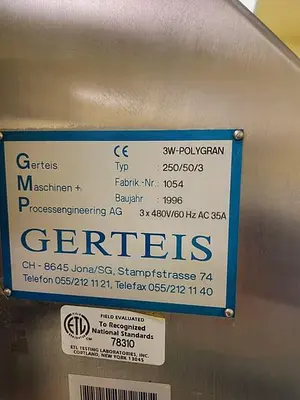 Gerteis 3W Polygran Roller Compactor SS