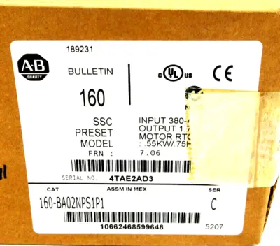 NEW ALLEN BRADLEY 160-BA02NPS1P1 SPEED CONTROLLER FRN7.06 SER.C 160BA02NPS1P1