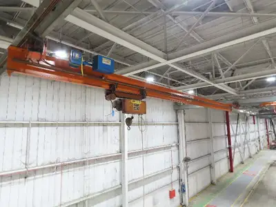 Cleveland Tramrail P&H 2 Ton Single Girder Underhung Bridge Crane 45' 10" Span