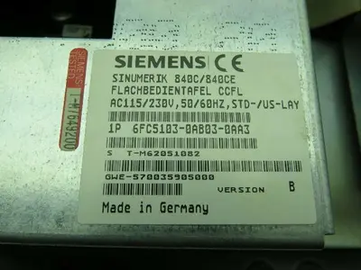Siemens 6FC5103-0AB03-0AA3 Sinumerik 840C/840CE Operator Panel 115/230V