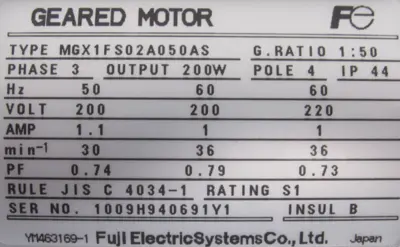 NEW FUJI ELECTRIC MGX1FS02A050AS GEAR MOTOR 1:50