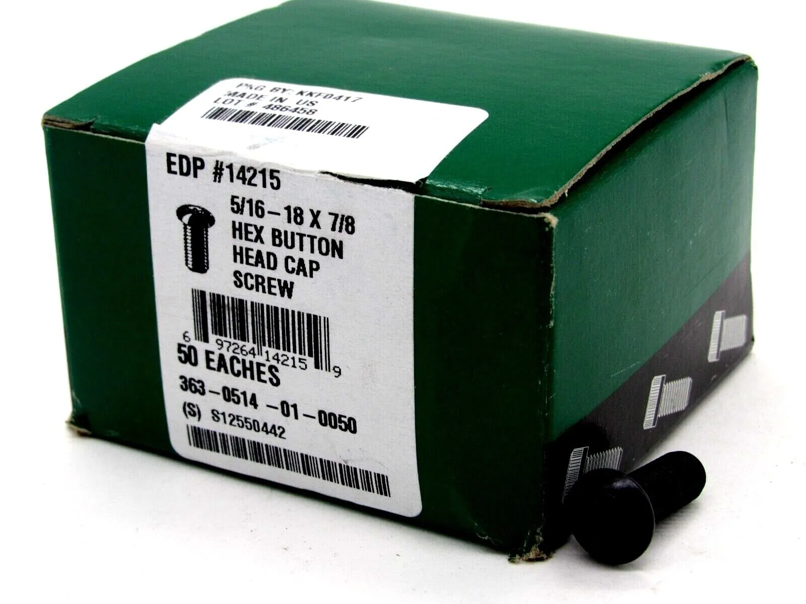 NEW BOX OF 50 DECORAH LLC 14215 5/16-18 X 7/8 HEX BUTTON HEAD CAP SCREW