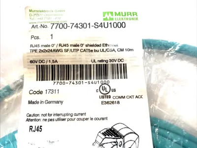 NEW MURR ELEKTRONIK ETHERNET CORDSET 10M CABLE RJ45