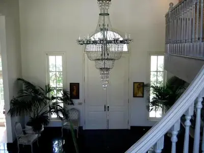 Round Crystal 12-Light Chandelier Green 16' long 4' round