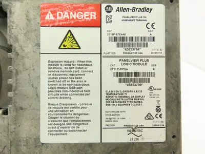 Allen Bradley 2711P-B7C4A8 PanelView Plus 700 Graphic Touch Terminal 2711P-RDB7C