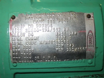 USED Durco Flowserve Mark III