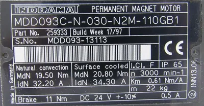 NEW INDRAMAT MDD093C-N-030-N2M-110GB1 SERVO MOTOR MDD093CN030N2M110GB1