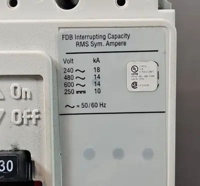 Eaton Cutler Hammer FDB3030L 30 Amp 600 Volt 3 Pole (BIN434)
