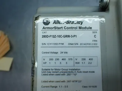 Used ALLENBRADLEY 280DFN10C Motor Controllers Ohio US | HGR 24 #835221