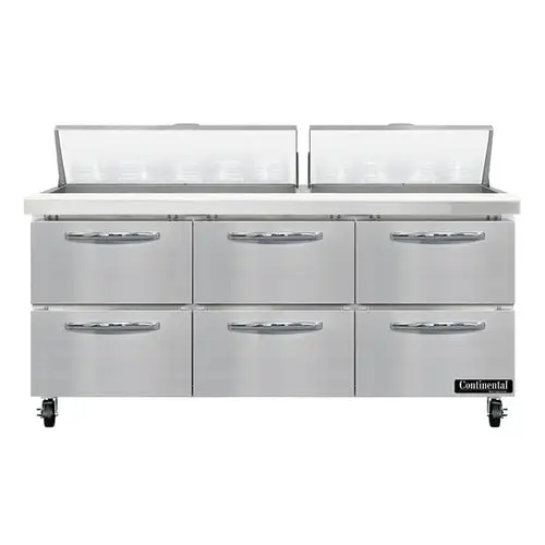 Continental SW72N18-D 72" Sandwich/salad Prep Table W/ Refrigerated Base, 115v