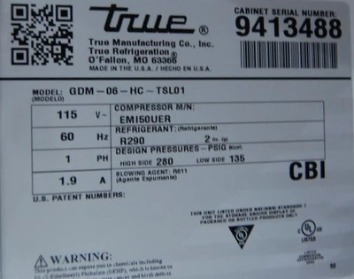 142-1044 True GDM-06 20" Single Glass Door Self Contained Cooler