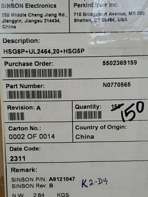 NEW Perkin Elmer N0770565