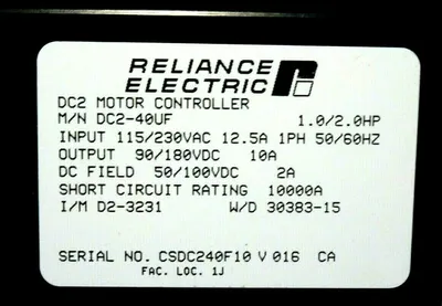 NEW RELIANCE ELECTRIC DC2-40UF DC2 MOTOR CONTROLLER DC240UF