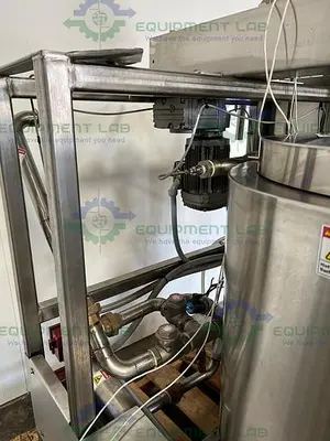 USED METAL FABRICATION 50 GALLON JACKETED MIXING TANK W/ SIDE SCRAPER, CONTROLLER