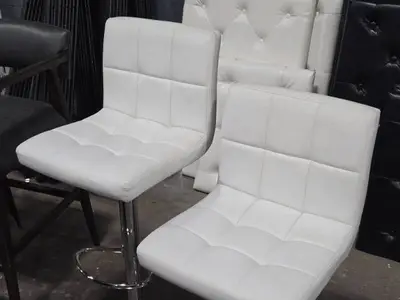 Lot of (2) 45" Faux Leather Swivel Bar Chairs | Adjustable