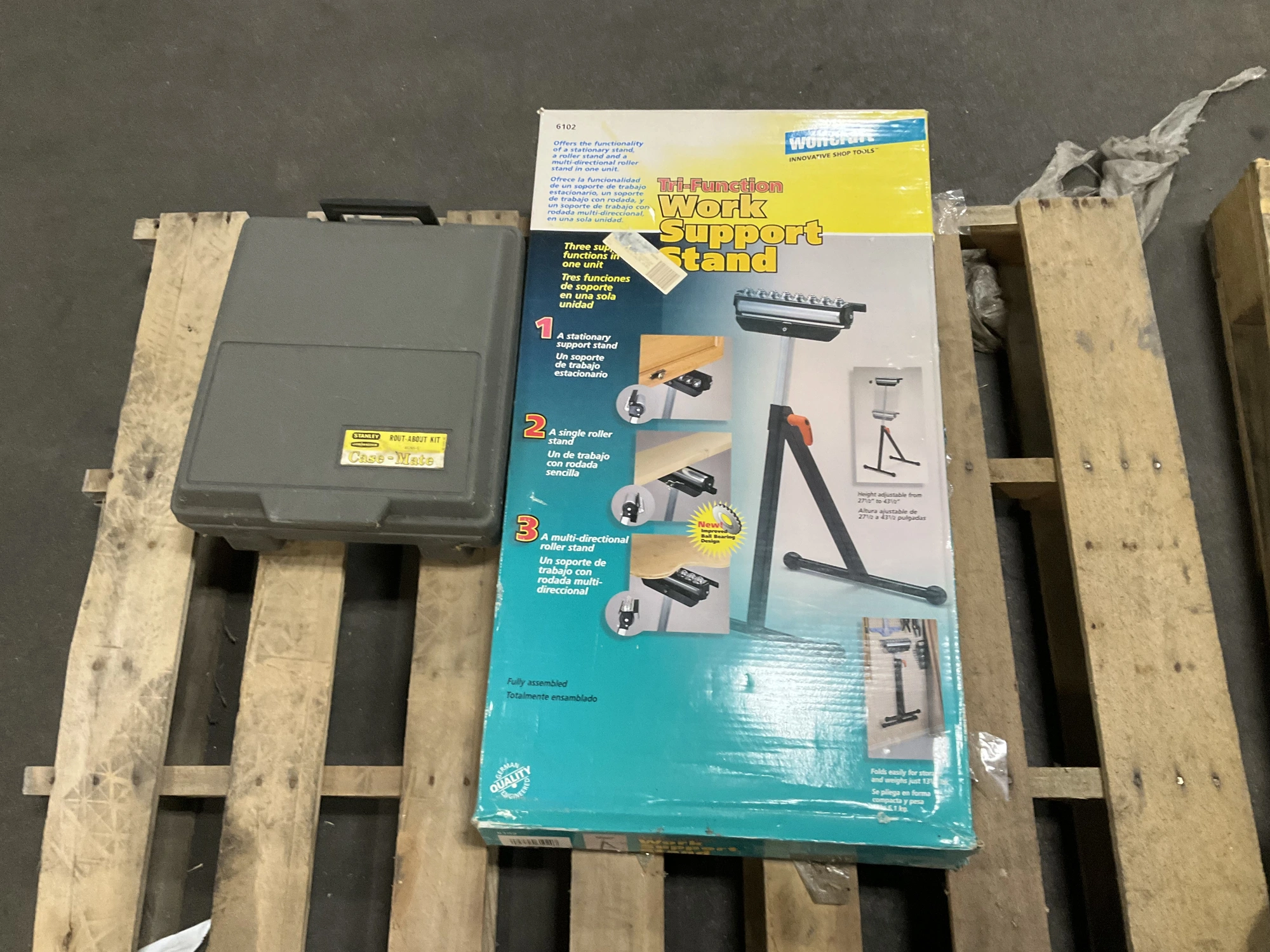 Stanley Rout-About Kit Case-Mate and a Wolfcraft Tri-Function Work Support Stand