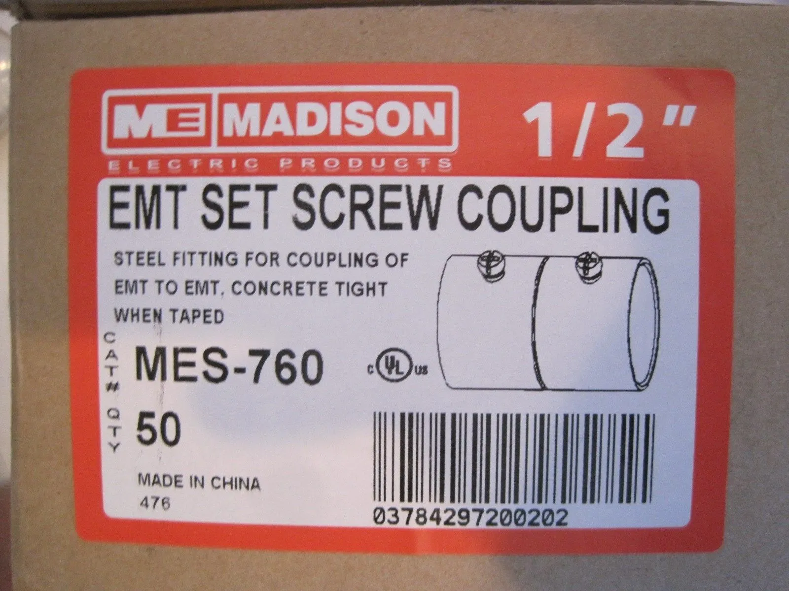 50 NEW MADISON ELECTRIC MES-760 1/2" SET SCREW COUPLING MES760