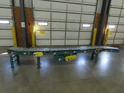 14' x 10" Live Roller Bed S-Curve Conveyor V-Belt Drive Adj Height *NO MOTOR*