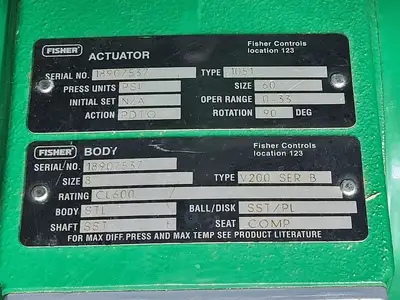 8" Class 600 Control Valve V200 w/ Size 60 Actuator 1051