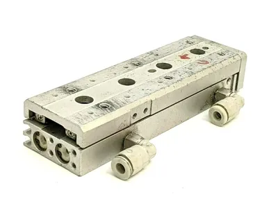 USED SMC DUAL ROD AIR SLIDE TABLE 6MM BORE, 50MM STROKE