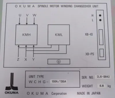 NEW OKUMA WCHG-150A/135A SPINDLE MOTOR WINDING CHANGEOVER UNIT WCHG150A135A