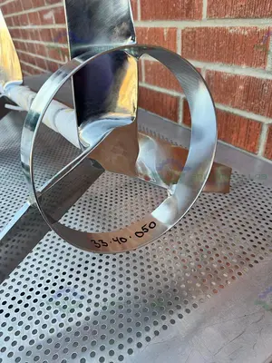 NEW SPX STAINLESS STEEL MIXING TANK IMPELLER  100"  X 14" X 1.5" W/ FLANGE FITTING