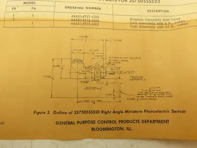 General Electric 3S7505SS523E6 Photoelectric Sensor Right-Angle 6' Cord