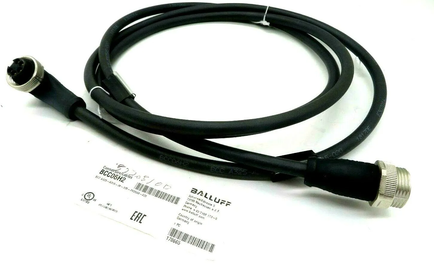 NEW BALLUFF BCC A325-A315-30-335-PX05A5-020 CONNECTOR CABLE BCC A325A31530335PX0