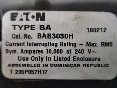 Used EATON BAB3030H Switchgears British Columbia CA | Lenmark #238485