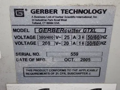 USED 2005 GEBER TECHNOLOGY GERBERCUTTER GTXL