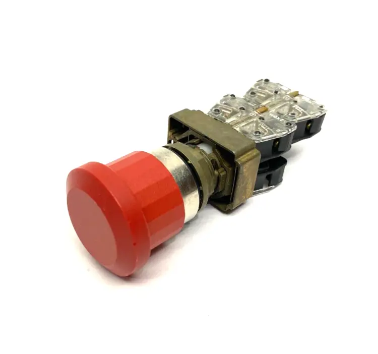 Used UNBRANDED PUSH/PULL EMERGENCY STOP PUSHBUTTON, RED MUSHROOM HEAD, METAL COL Relays & Switches | Maverick Industrial Sales #1113869