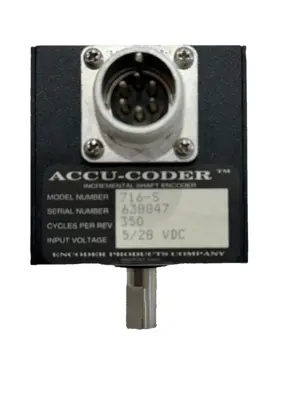 NEW ACCU-CODER 716-S INCREMENTAL SHAFT ENCODER 5/28VDC 350CYCLES PER REV 716S