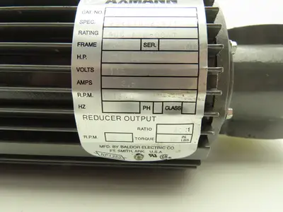 Baldor Axmann CAP 30MFD 40:1 Gearmotor 38rpm .25Hp 115V 1PH 20mm Hollow Shaft