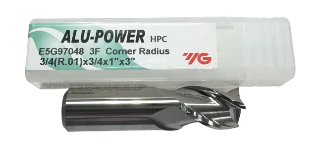 YG 3/4" Carbide End Mill 0.01 Radius 3 Flute ALU-POWER