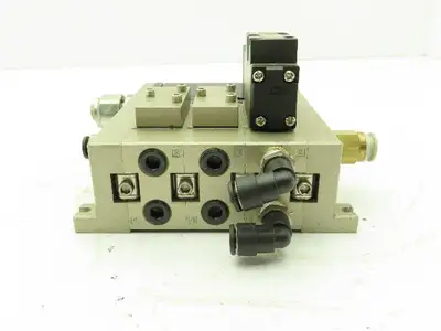 SMC VFR2100-5FZ Pneumatic Air Directional Control Spool Valve Manifold 24VDC