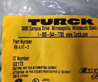 Turck RK 4.4T-2 Eurofast Cordset loc5E24
