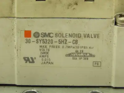 SMC 5 SMC 30-SY5320-5HZ-C8 Solenoid Valves On A Valve Block 24VDC Coils