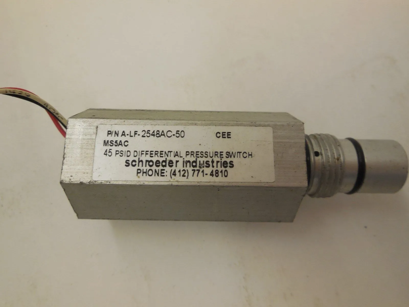 NEW SCHROEDER IND. A-LF-2548AC-50 PRESSURE SWITCH MS5AC ALF2548AC50