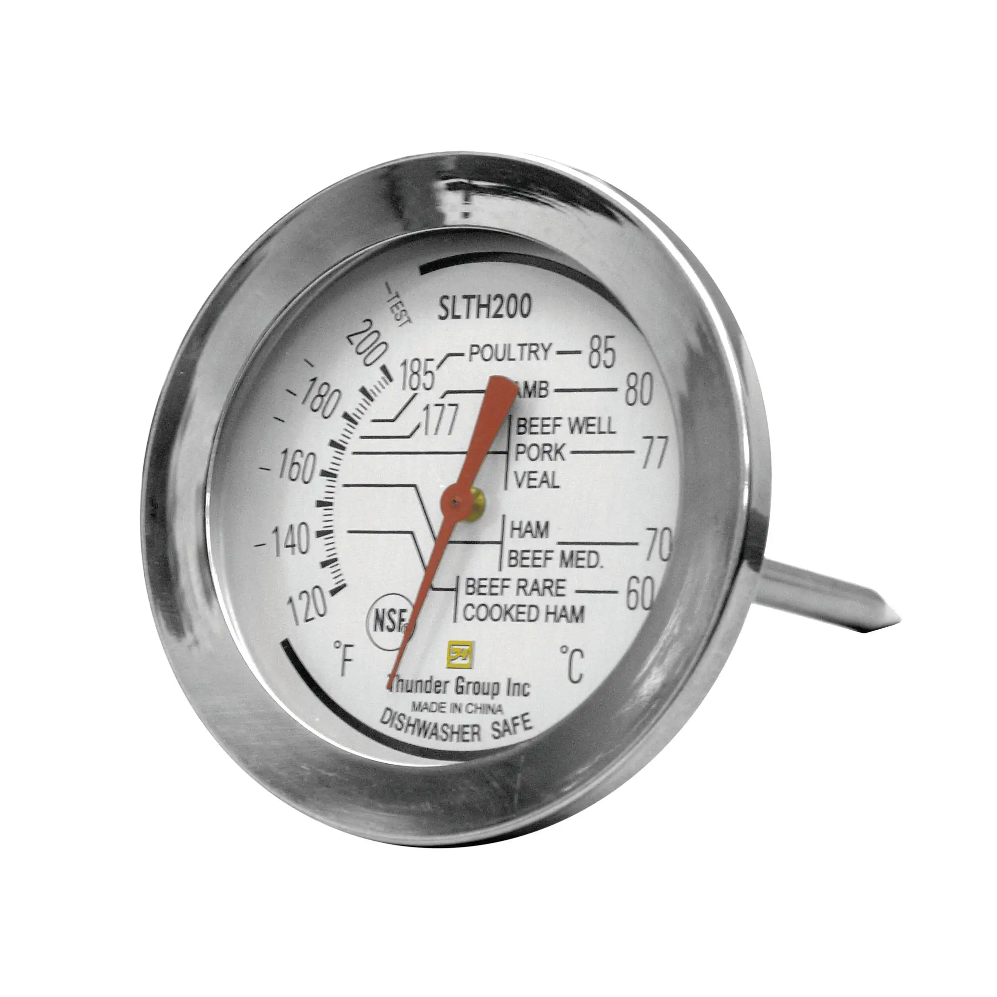 Thunder Group SLTH200 Dial Type Meat Thermometer, 120° to 200°F - 12, (each)
