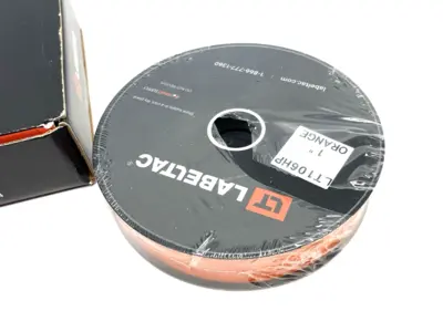 USED LABELTAC PRO MODEL HIGH PERF. 10 YEAR VINYL LABEL 1" X 150' ROLL ORANGE